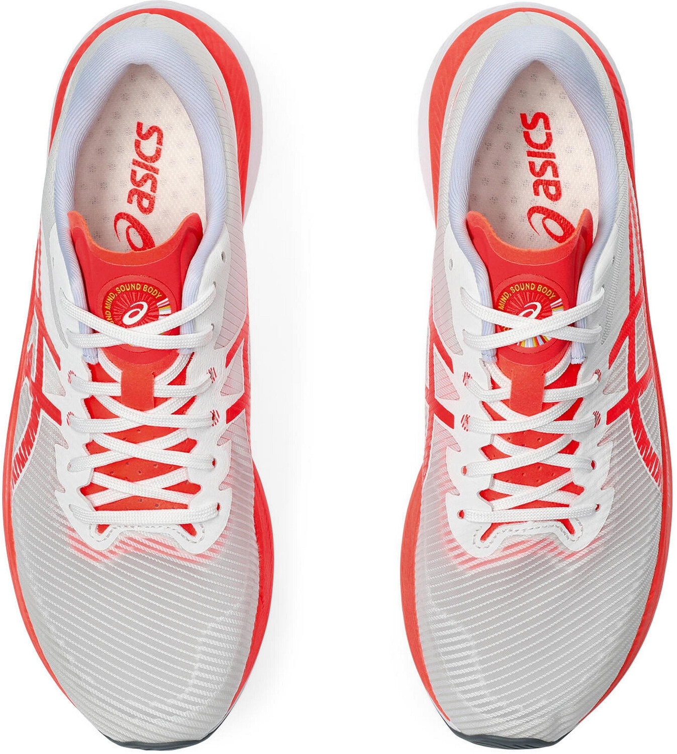  ASICS Women's Magic Speed Running Shoes, 5, Sunrise RED/White