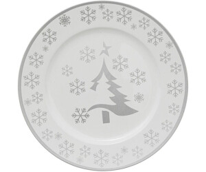 Assiette De Présentation Noël - 33 Cm, Motif Flocon Argent, Pour Fêtes - 9