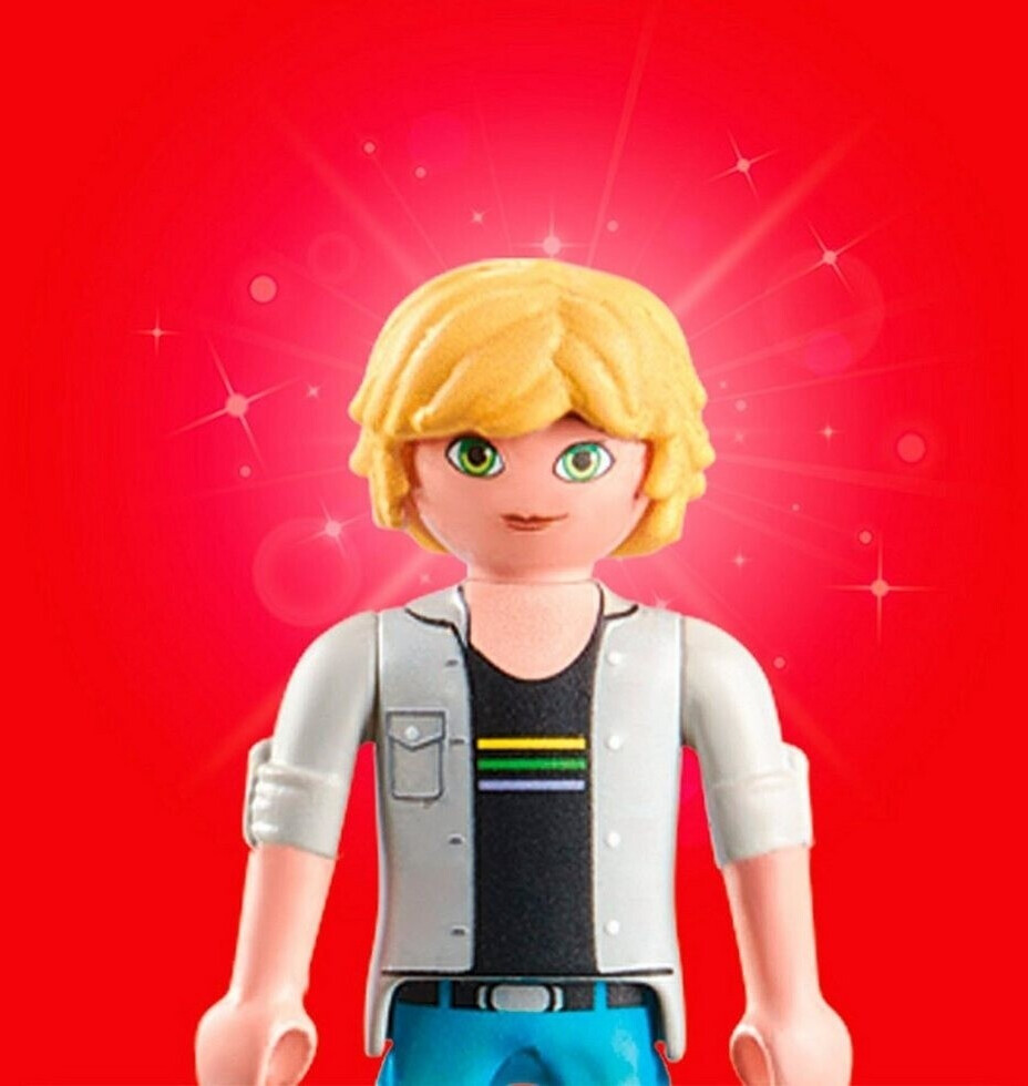 PLAYMOBIL Miraculous: Adrien & Cat Noir Set – With Kwami Plagg, Bracelet, 11 Pieces, For Ages 4+
