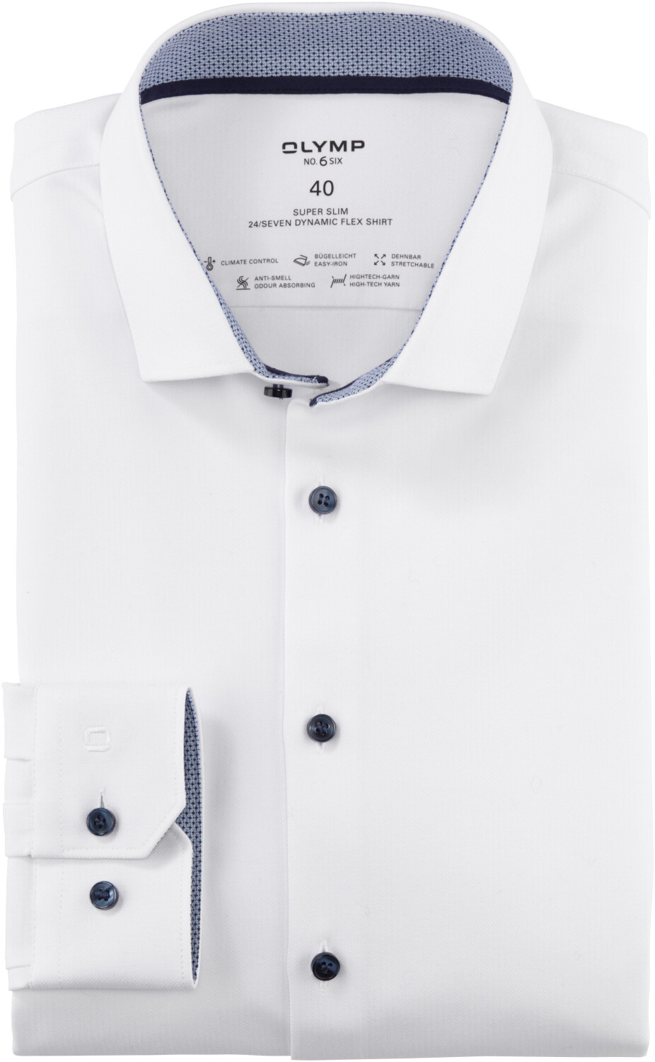 Bürohemd Slim Fit OLYMP Herren Businesshemd No.Six - Super Slim Fit Langarm Urban Kent Kragen 97% Baumwolle Elastisch