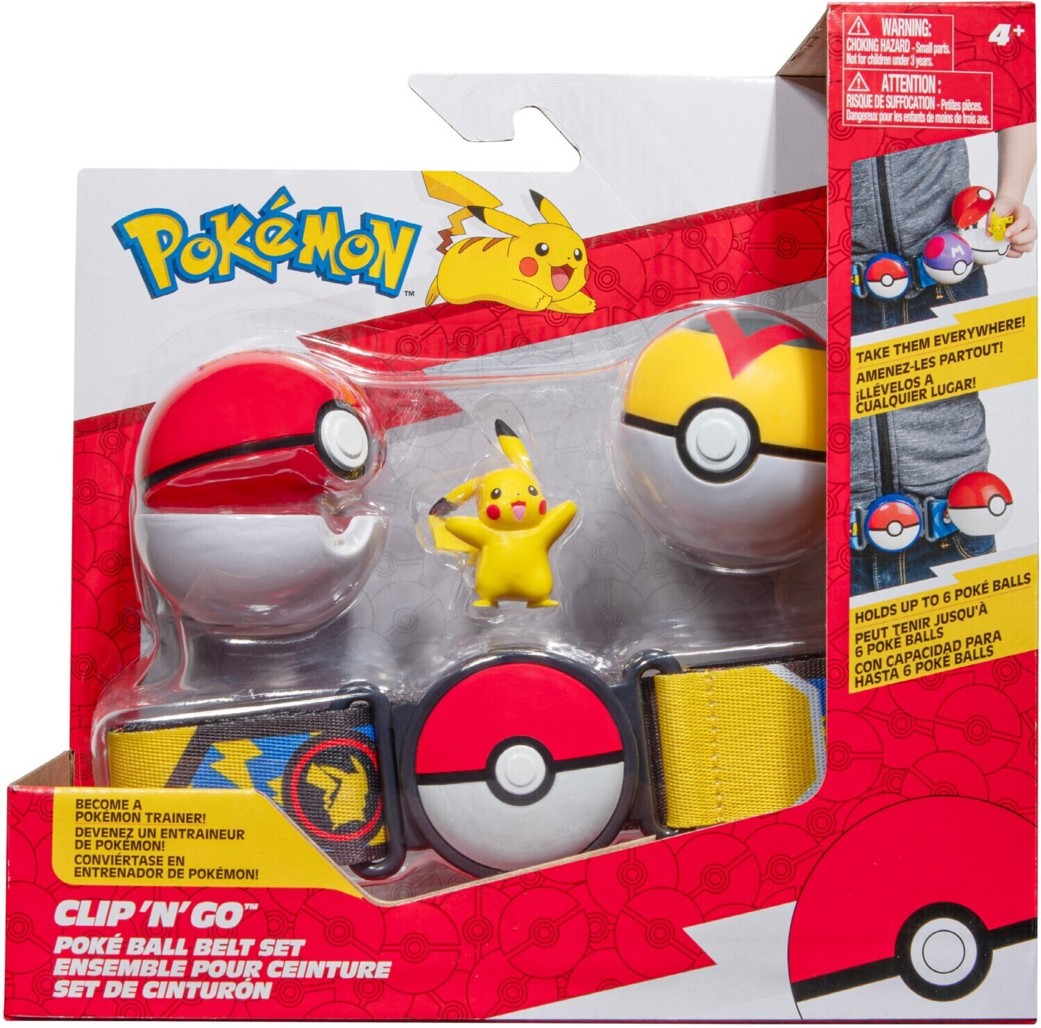 Jazwares Pokémon Clip 'n' Go - Poké Ball Belt Set - Pikachu, Poké Ball, Level Ball