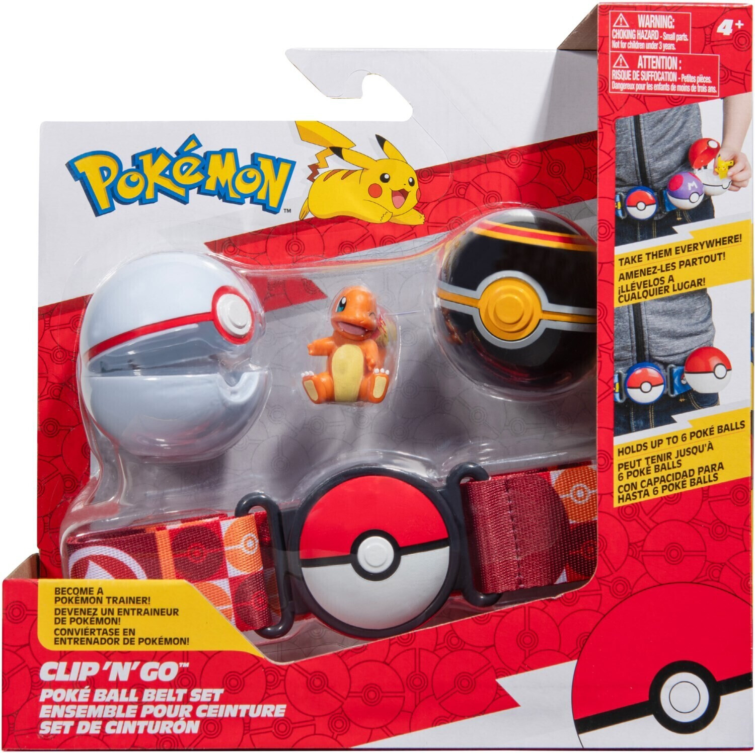 Jazwares Pokémon Clip 'n' Go - Poké Ball Belt Set - Charmander, Poké Ball, Luxury Ball, Premier Ball