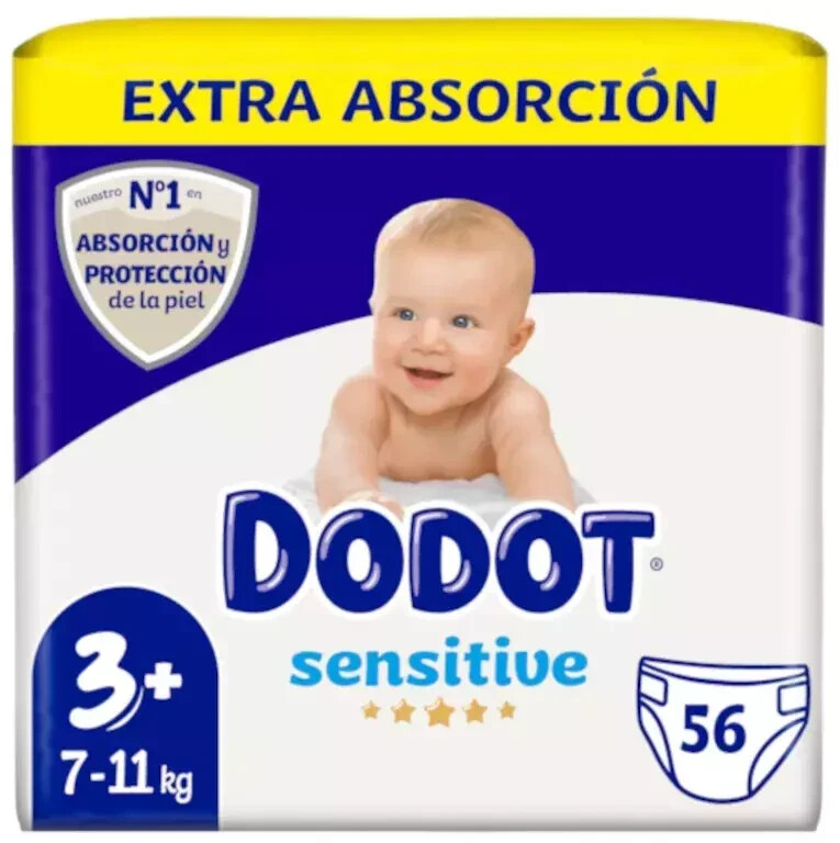 Dodot Sensitive Extra Absorción talla 3+ (7-11 kg) 56 uds. desde
