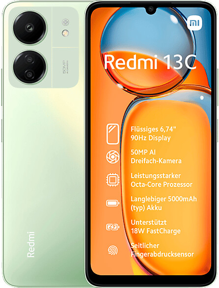 Móvil - Redmi 13C XIAOMI, Verde, 256 GB, 8 GB, 6,74 , Mediatek