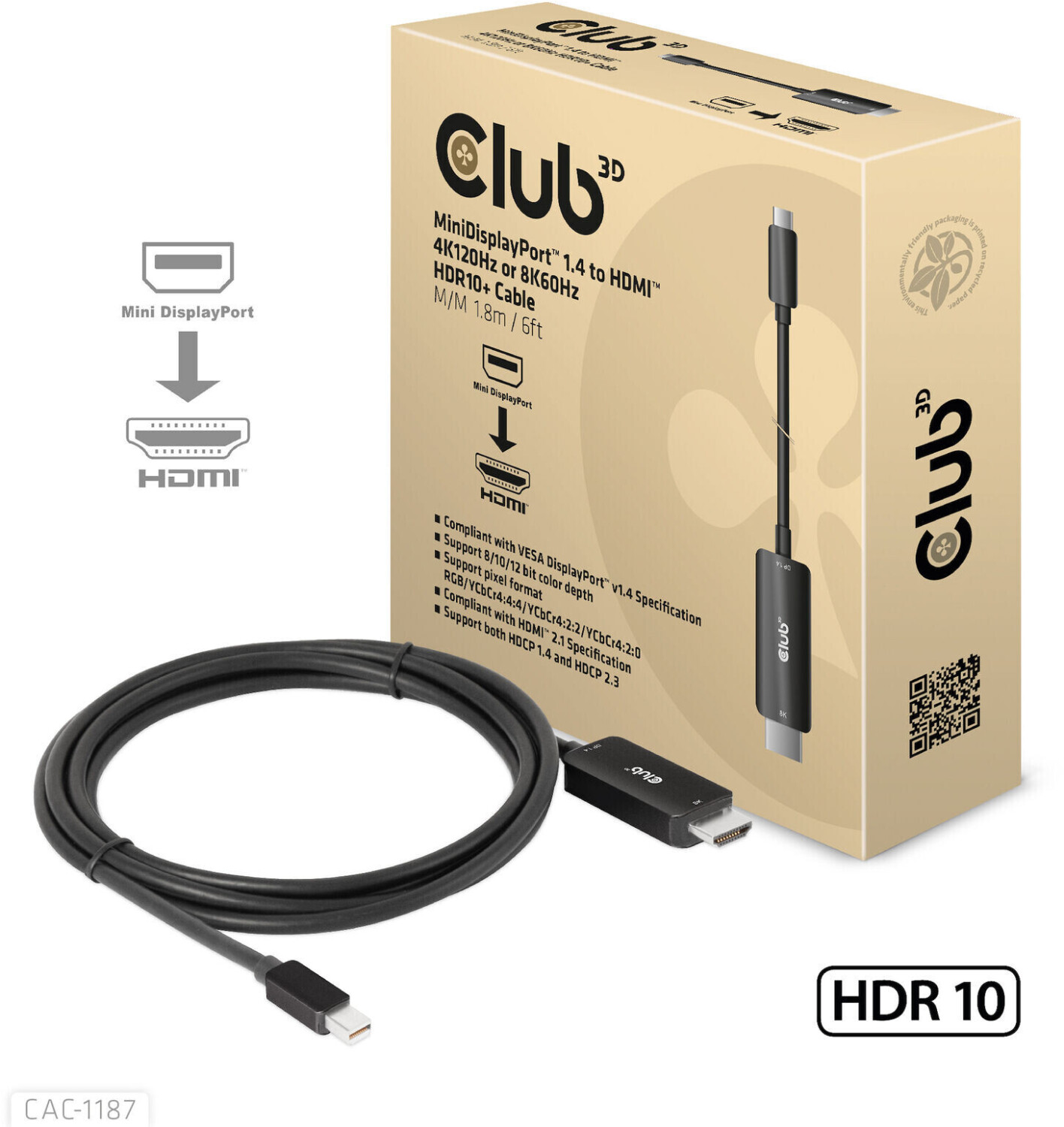 Photos - Cable (video, audio, USB) Club3D CAC-1187 