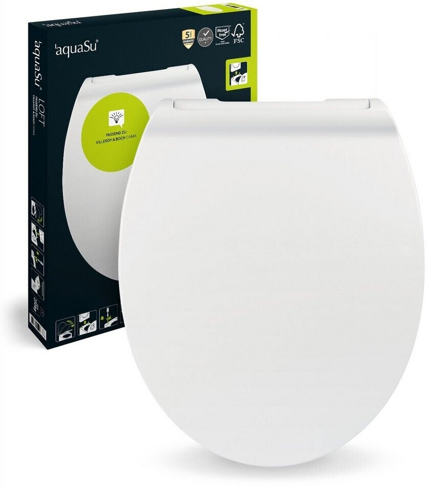 SANIPLAST WC-Sitz Aus Duroplast – Weiß, 45 X 35 Cm, Edelstahl-Scharniere, Einfach Von Unten Montierbar