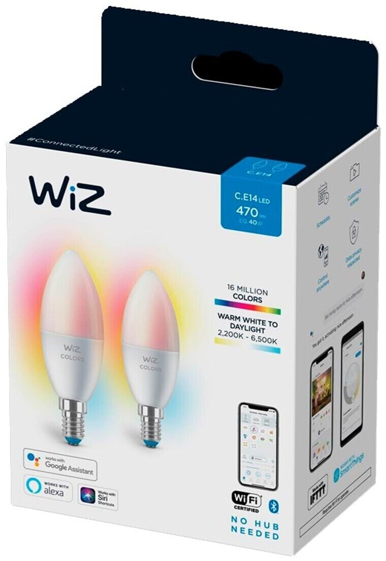 Pack 3 bombillas LED wifi inteligentes E14 5W 470LM CCT (2700-6500K)  dimable & RGB