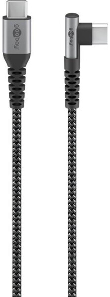 Goobay USB-C auf USB-C Textilkabel mit Metallsteckern spacegrau 90° 0,5m