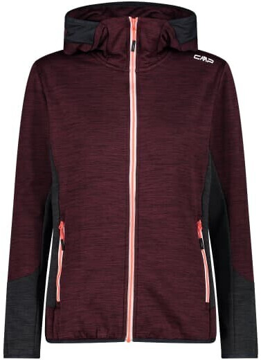 CMP Unlimitech Grid Tech Hooded Strech Fleece Jacket Women burgundy