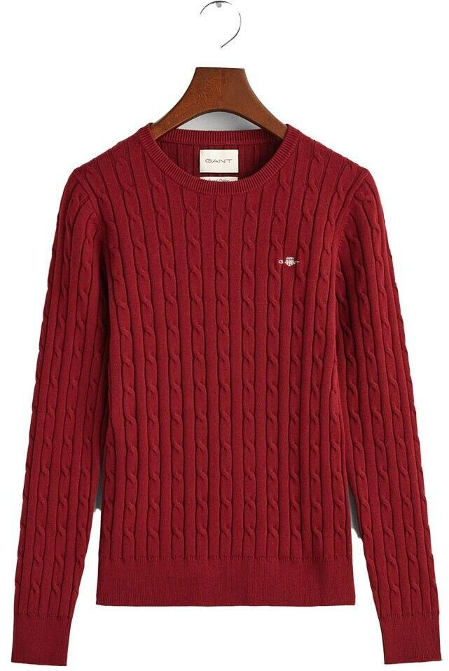 GANT cable knit round neck sweater in stretch cotton (4800100)