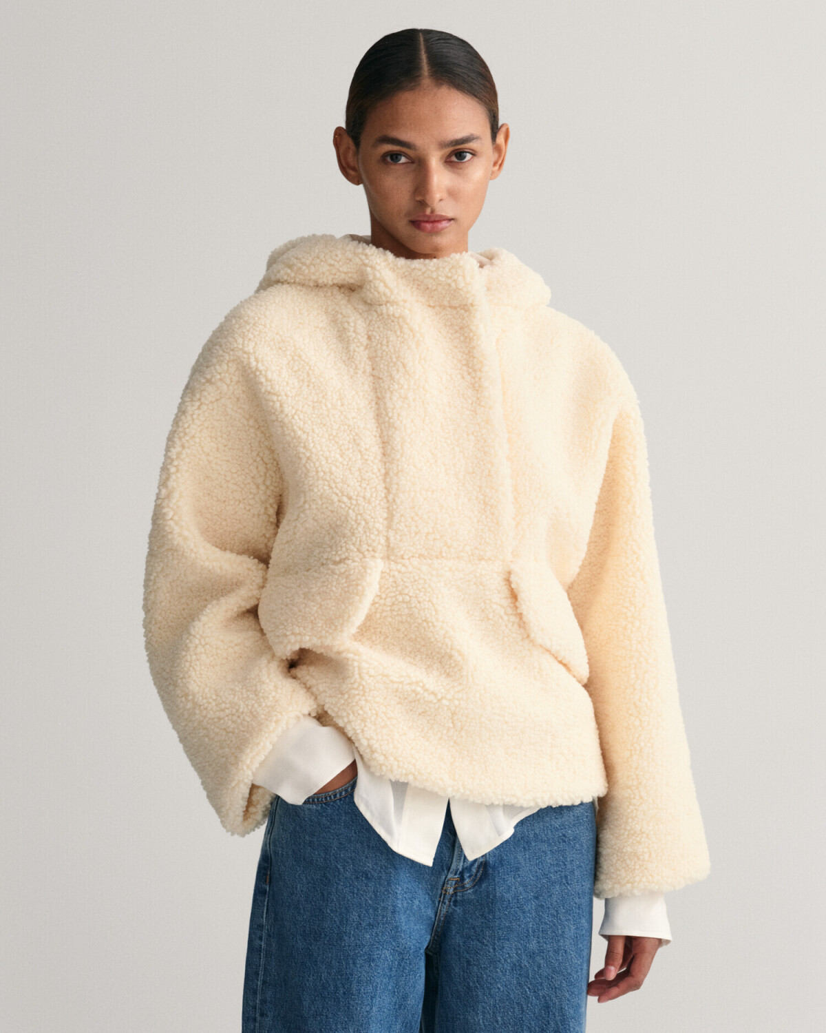 GANT Pile fleece hoodie (4200737) beige/white