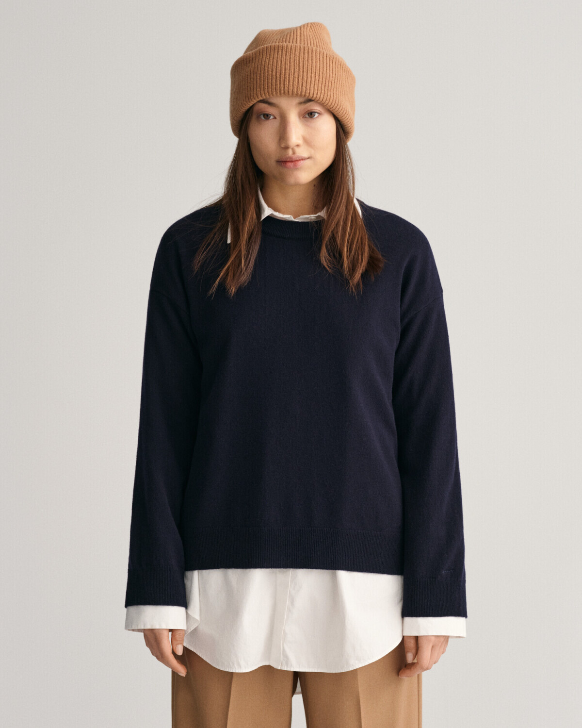 GANT Round neck sweater in super fine lambswool (4802120) blue