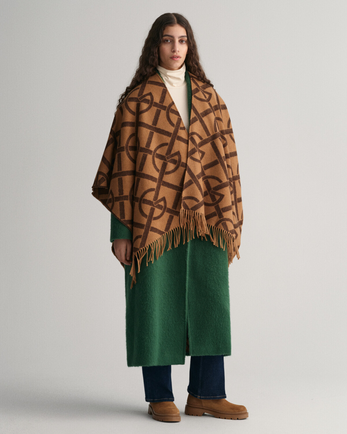 GANT G Patterned poncho (4920194) burnt sugar