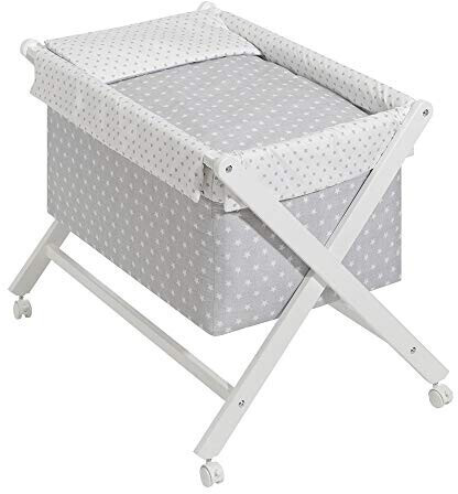 Interbaby Berceau en croix pliable parure étoiles gris