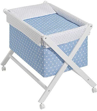 Interbaby Berceau en croix pliable parure étoiles bleu