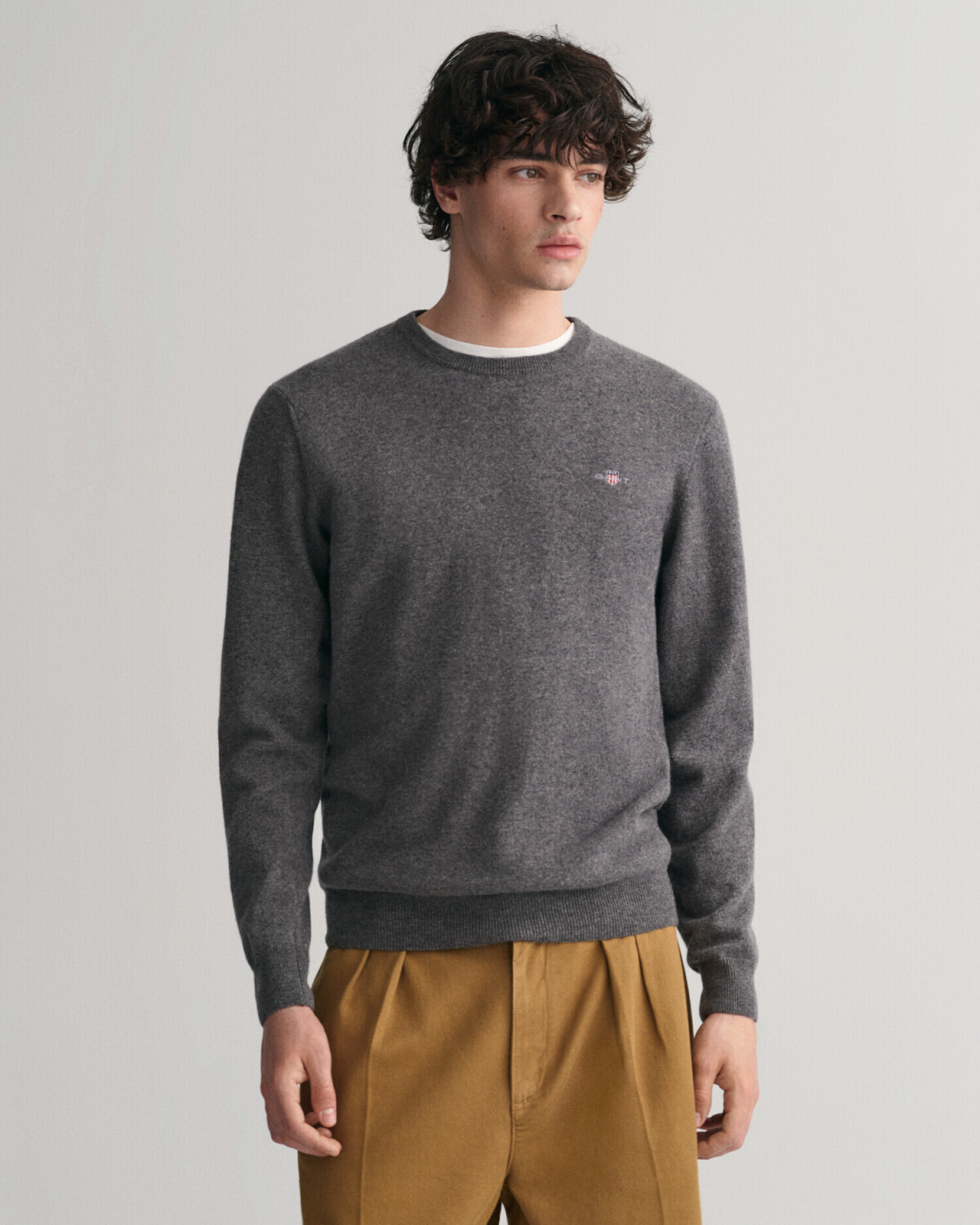 GANT Superfine Lambswool crew neck sweater (87211-90) gray