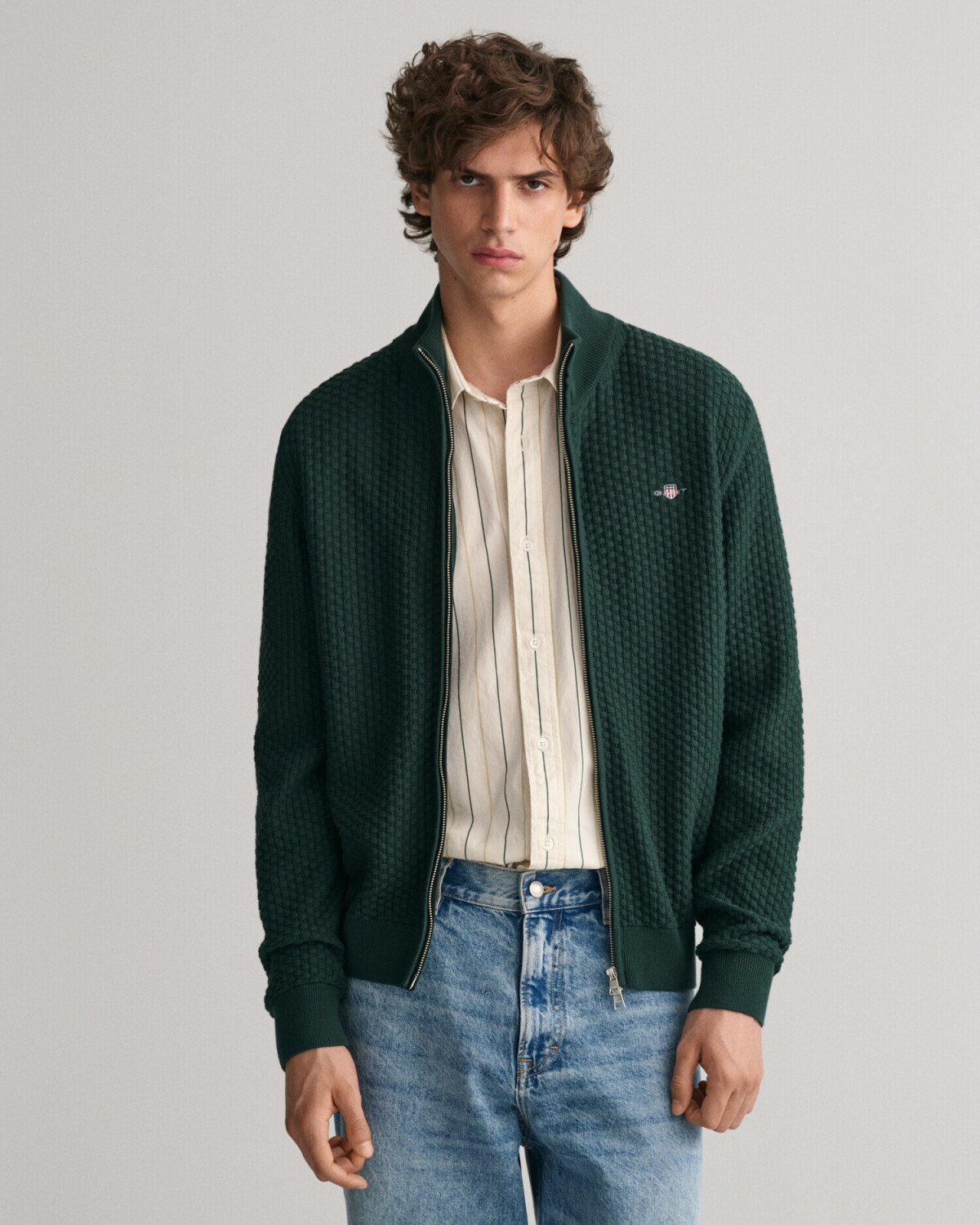 GANT Textured cotton zip cardigan (8030173)
