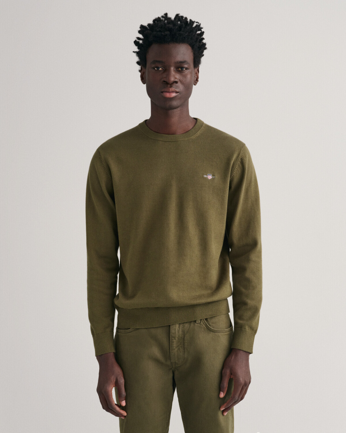 GANT Classic round neck sweater made of cotton (8030561-301) green