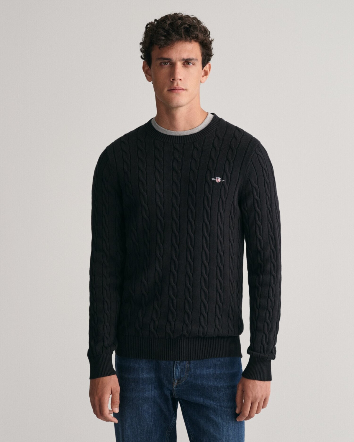 GANT Cable knit crew neck sweater made of cotton (8050601-5) black