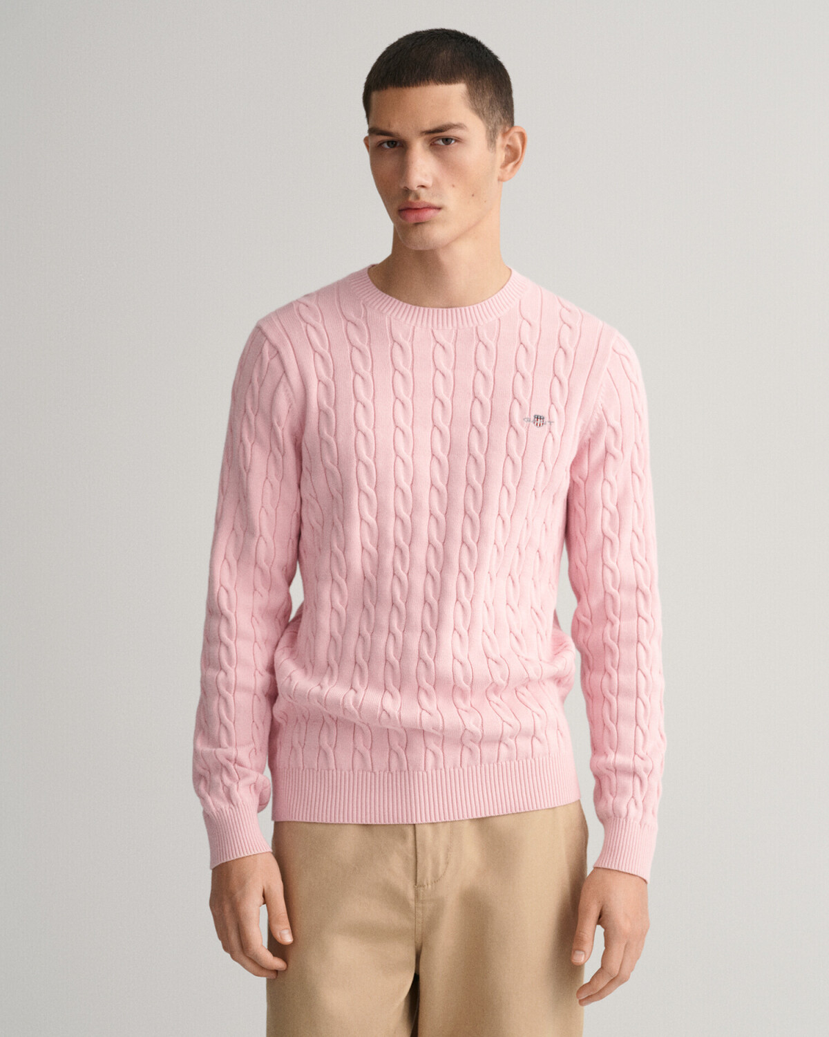 GANT Cable knit crew neck sweater made of cotton (8050601-614) pink