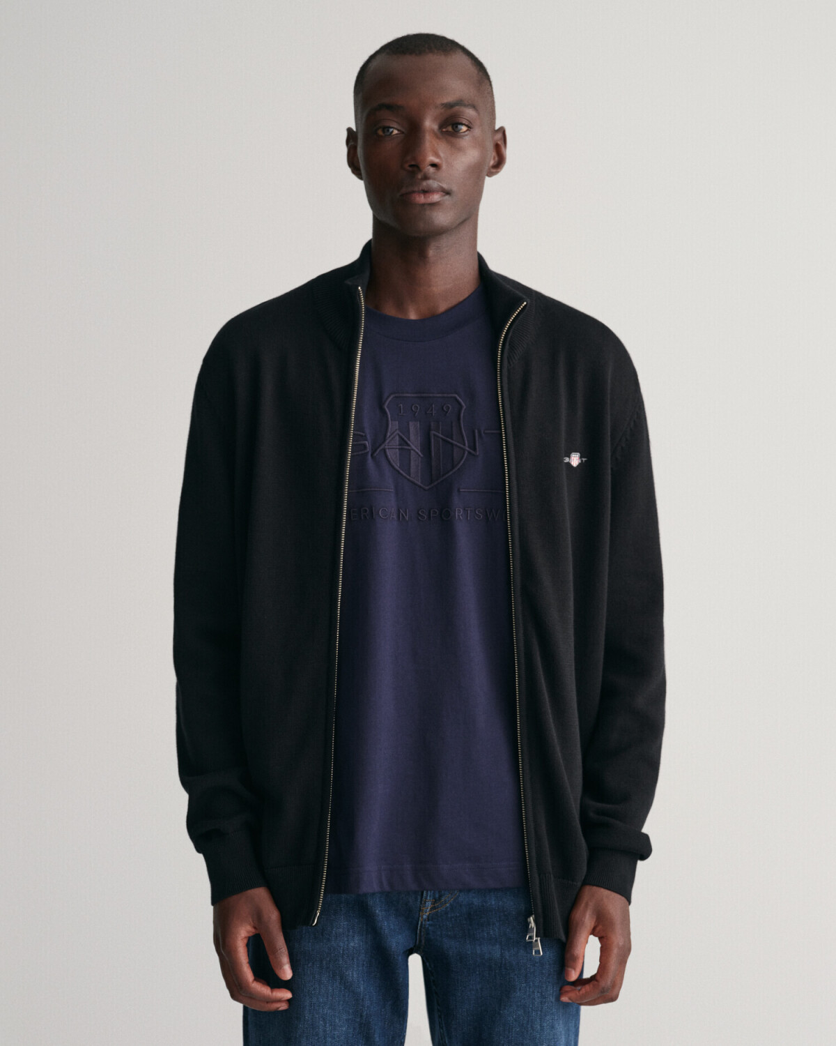 GANT Casual cotton cardigan with zipper (8030164-5) black