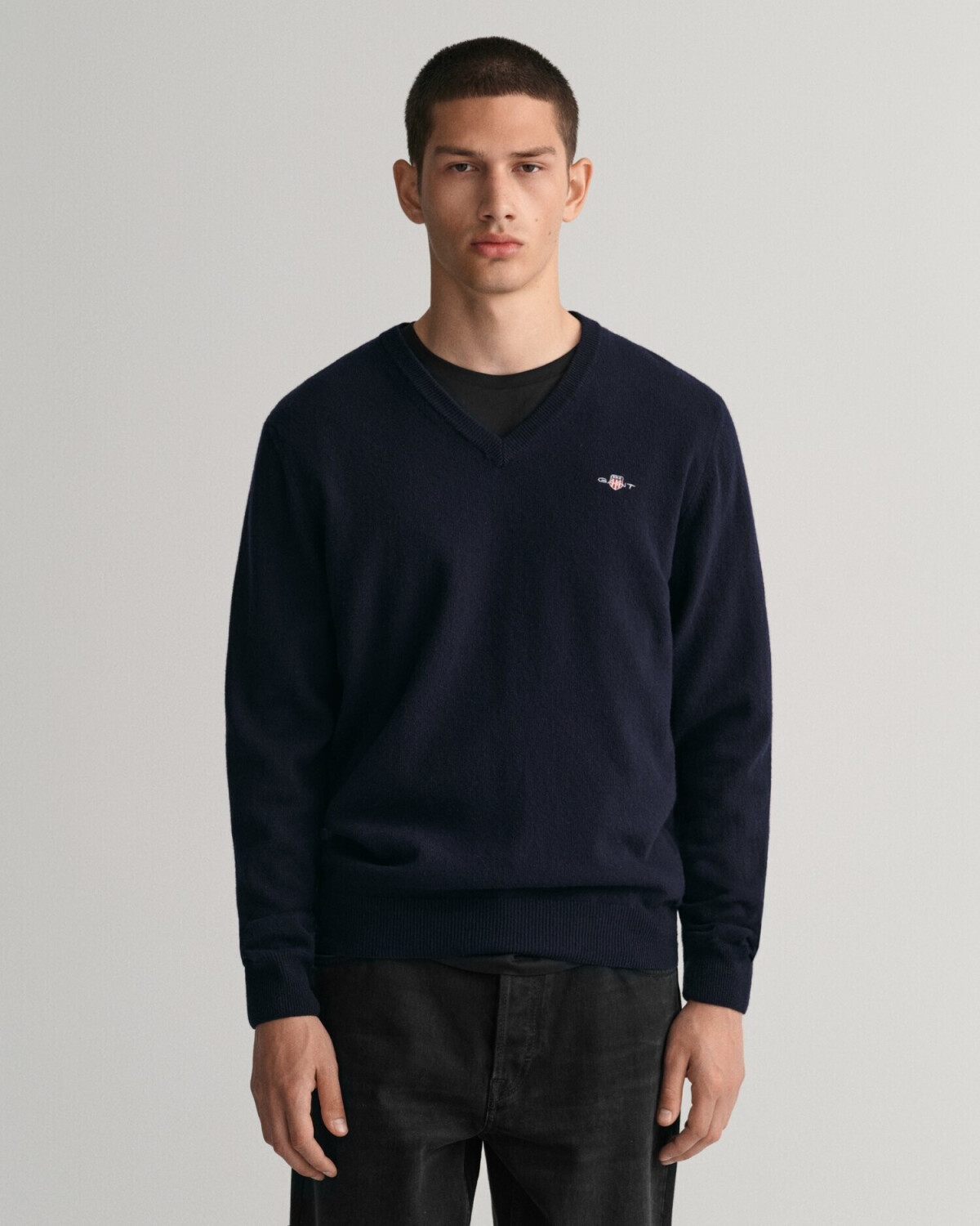GANT Superfine Lambswool V-Neck Pullover (87212-410) blue