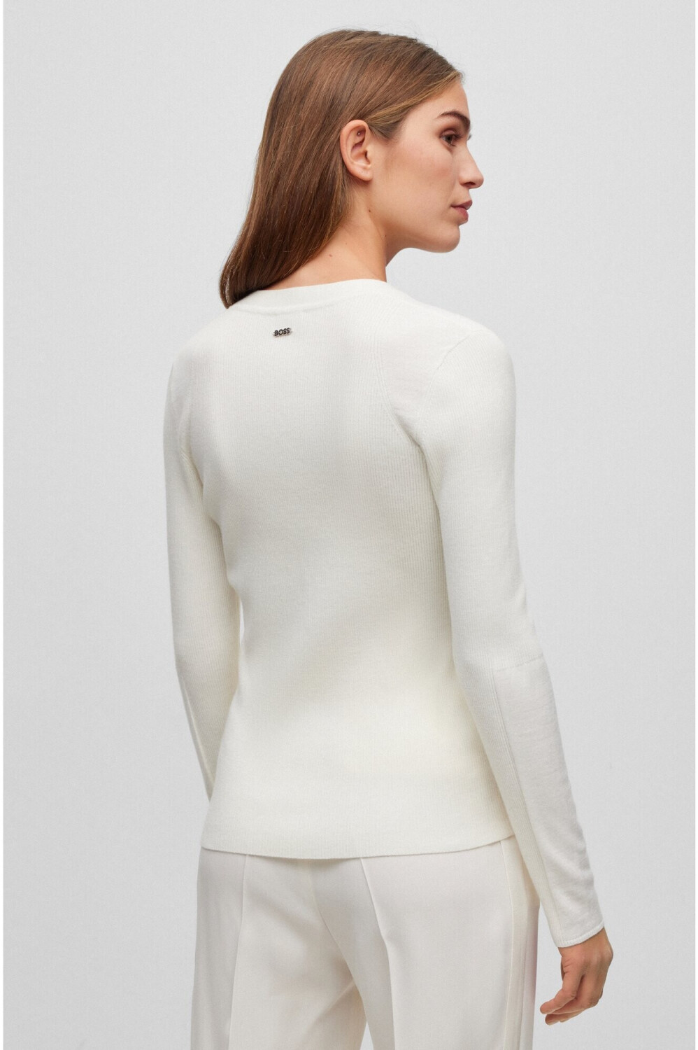 Hugo Boss V-Neck Ribbed Sweater with Hardware-Button Placket Style Faramena (50493904)