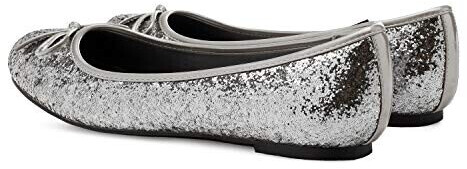 Andres Machado Ballerinas with flat block heel and decorative bow TG104 Silver Glitter