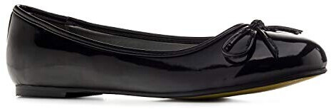 Andres Machado Ballerinas with flat block heel and decorative bow Loafer TG104 Patent Black