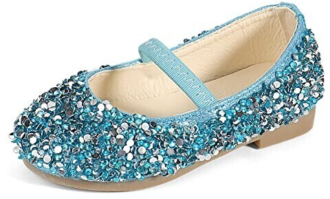 MK MATT KEELY Princess Shoes Girls Glitter Ballerinas Mary Jane Crystal Frozen Sandals blue