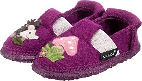 Nanga Girls' Felt Slipper Pricky Hedgehog bordeaux