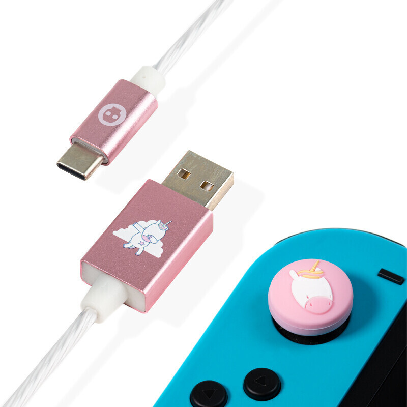 Photos - Console Accessory Nintendo Numskull Numskull USB C LED Charge Cable & Thumb Grips Unicorn 