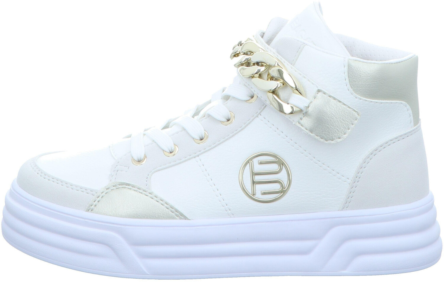 Bagatt Platform Sneakers with elegant decorative chain gold white