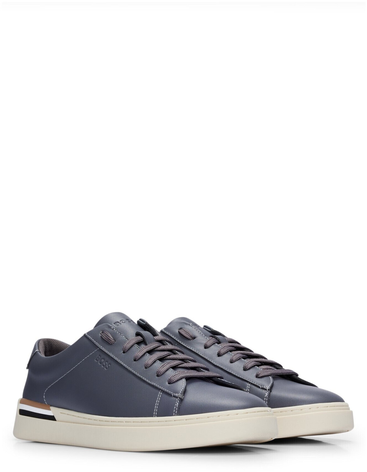 Hugo Boss Sneakers made of leather with cupsoles signature stripes and logos Style Clint Tenn ltt 50502885 dark grey