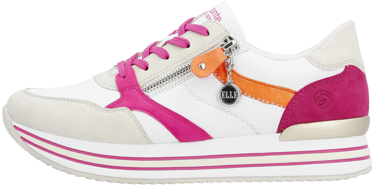 Remonte Dorndorf Sneaker flower white fuchsia orange smooth leather