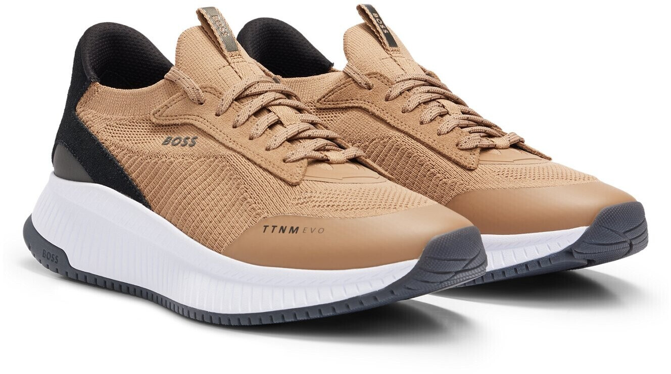Hugo Boss Sock-Sneakers with knitted upper material and herringbone sole TTNM EVO Slon knsd light brown 50498904