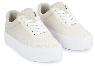 Calvin Klein BOLD VULC FLATF LOW LTH SAT platform sneaker with logo print beige