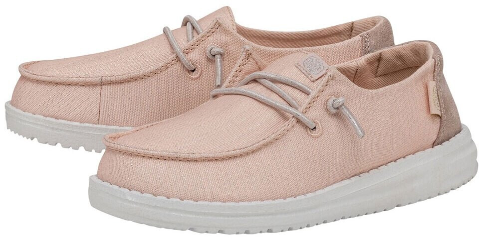 Dude Wendy Youth Glitter Moc Toe Shoes rose crystal