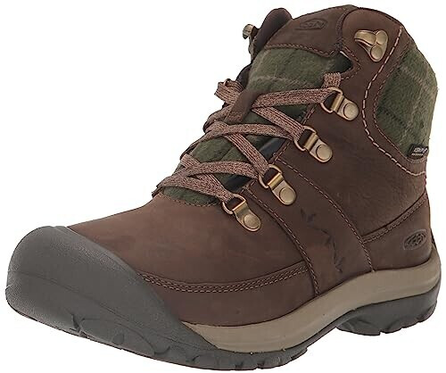 Keen Kaci 3 Winter Mid Waterproof Hiking dark brown green plaid