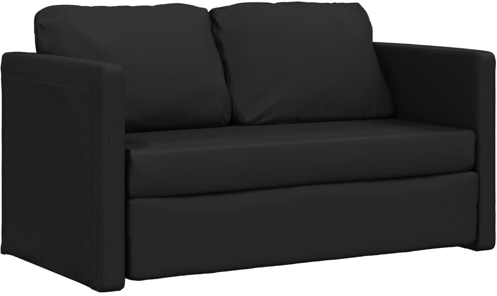 vidaXL Floor sofa with sleeping function 112x174x55 cm Imitation leather black