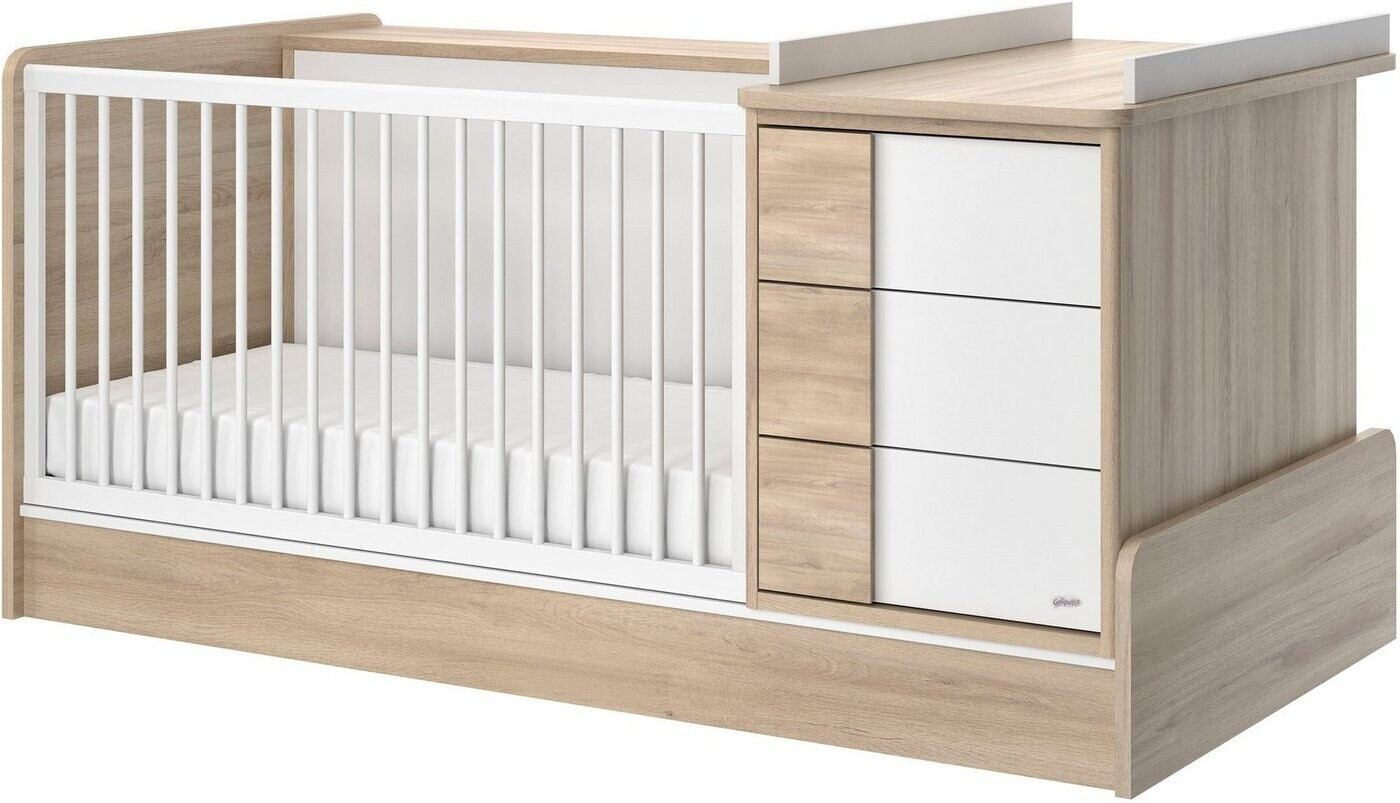 Galipette Lit compact 70 x 140 cm Sacha avec rangement et table à langer chêne
