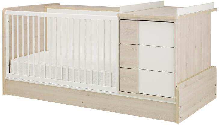 Galipette Lit compact 70 x 140 cm Sacha avec rangement et table à langer pin