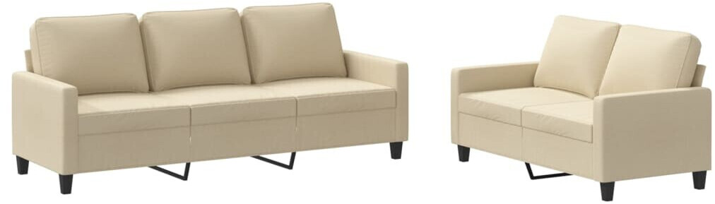 vidaXL 3-2-seater sofa set with cushions cream