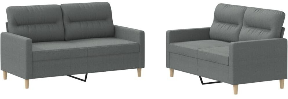 vidaXL 3-2-seater sofa set with cushions fabric dark grey