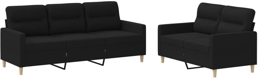 vidaXL 3-2-seater sofa set with cushions fabric black