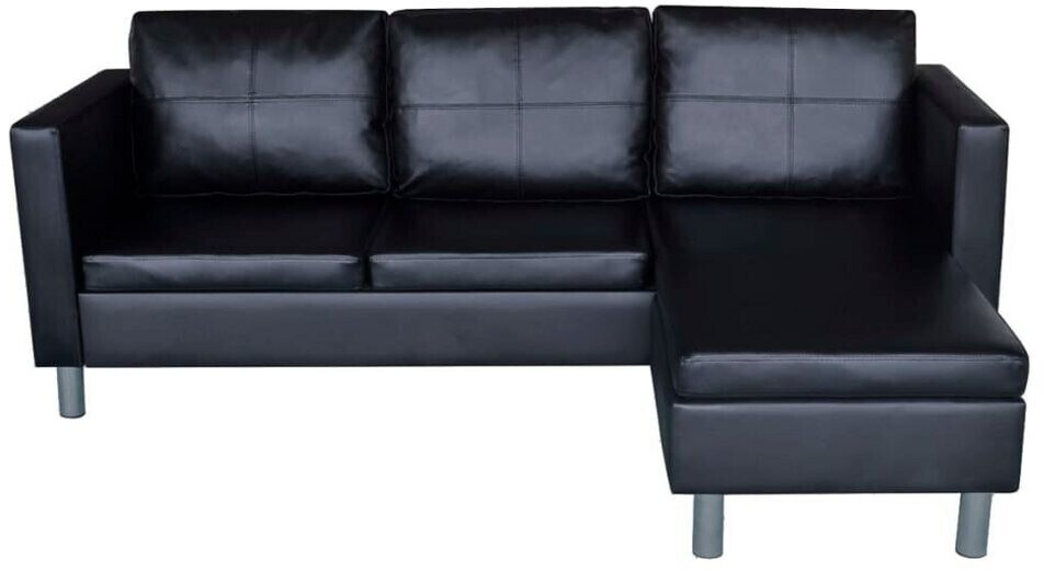vidaXL 3-seater sofa L-shape 188x122x77 cm black