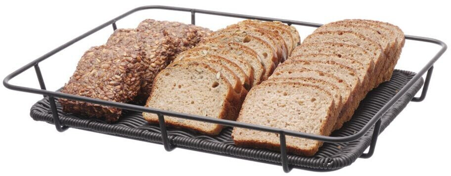 Hendi Bread basket with stainless steel rim, 400x300x50 mm, black