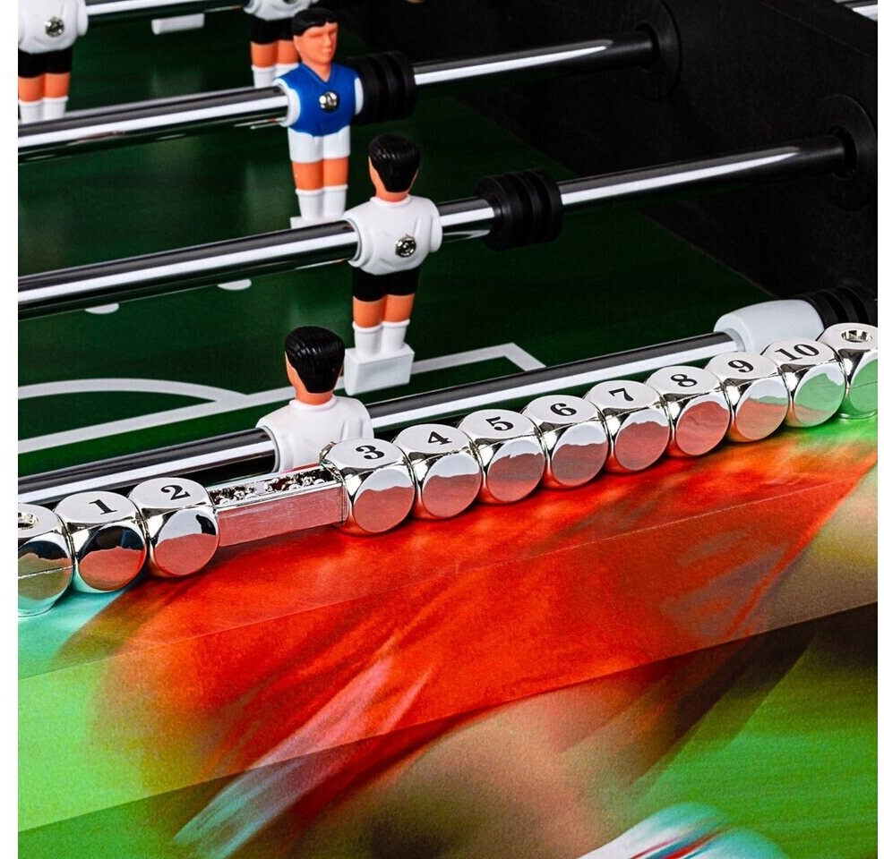 GAMES PLANET Kickertisch „Liverpool“, inkl. 2 Bälle, KLAPPBAR mit  Hohlstangen, in 3 Dekoren: Schwarz/Weiß/Soccerprint, Gewicht: 60kg,  Tischfussball Tischkicker Klappkicker Jugendkicker : : Spielzeug