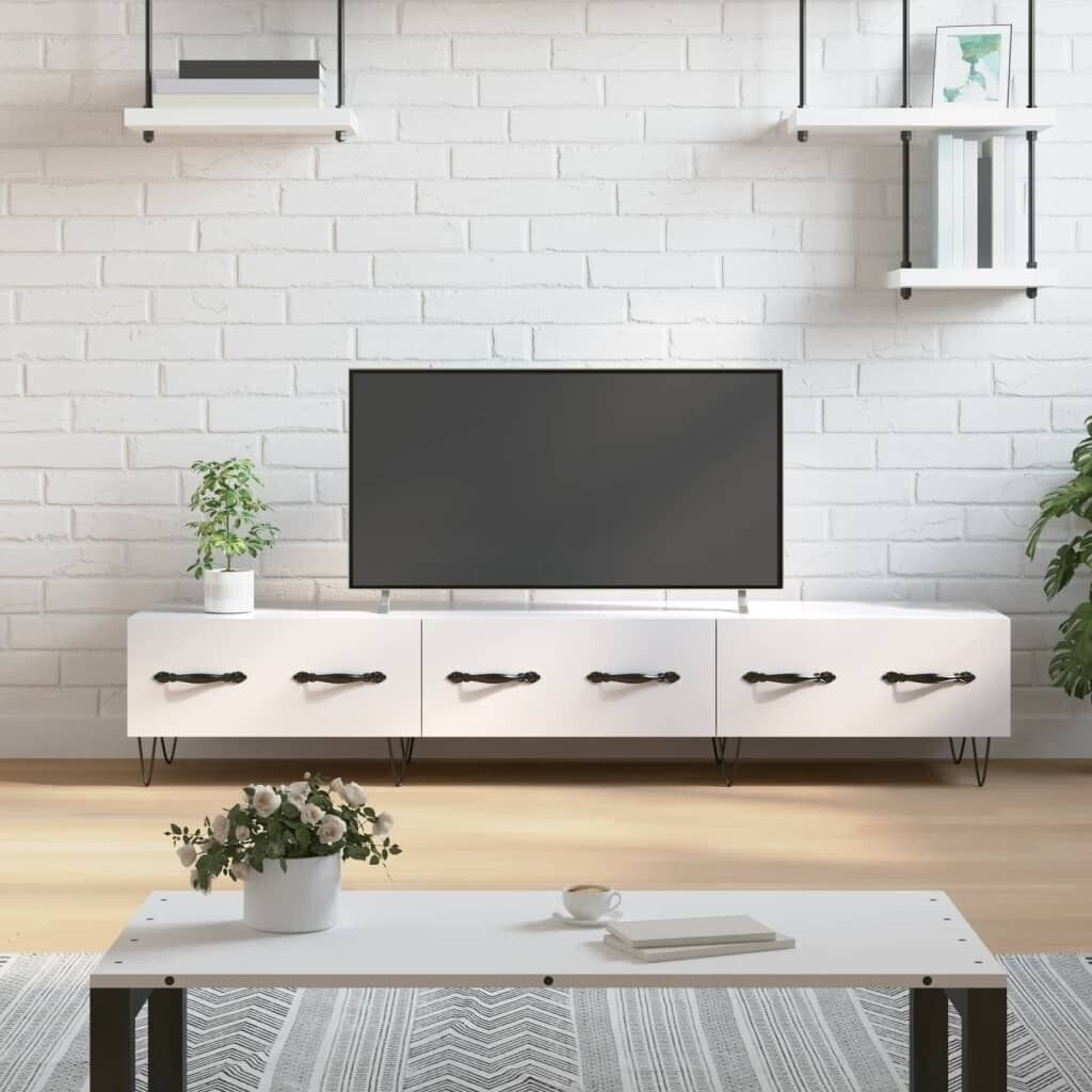 vidaXL TV stand150x36x30 cm white glossy (829150)