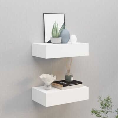 vidaXL Set of 2 wall shelves 40x23,5x10 cm White